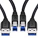 USB 3.0 A to B Cable, Besgoods 2-Pack 6ft Extra Long Braided USB 3.0 Cable A Male to B Male Cable Cords - Black
