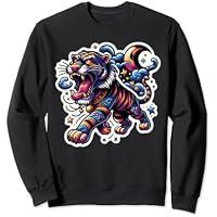 Diseño gráfico de tigre nocturno de criatura misteriosa Sudadera