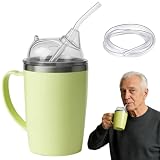 Wapasezyar 3-in-1 Schnabeltasse Senioren, 350ml Schnabeltasse mit Griff und 30cm Strohhalm, für Erwachsene mit Behinderungen, Schwangere und Ältere Menschen
