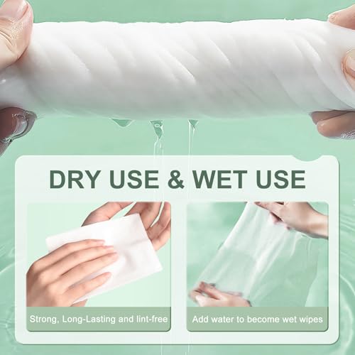 Image of MPK Disposable Face Towel - 100% Cotton Tissues, Unscented Facial Wash Cloth for Sensitive Skin, Super Soft & Thick Facial Towels, Makeup Remover Dry Wipes, 492 Count, 7.8 inches * 7.87 inches