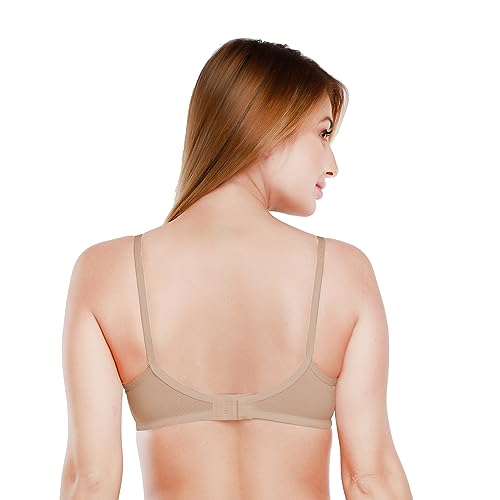 Image of DAISY DEE Women's Girls Cotton Non-Padded Wirefree Seamless Full Coverage Comfortfit Everyday Use T-Shirt Bra (Black & Skin Size-30B) - Pack of 2 - NDSZN