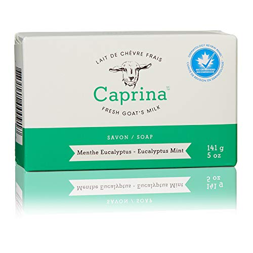 Caprina Fresh Goat’s Milk Bar Soap, Eucalyptus Mint | Organic Goat Milk Hand & Body Soap Bars, Moisturizing, Biodegradable, All-Natural & Eco-Friendly | With Vitamins A, B2, and B3-5 oz. (1 Pack)