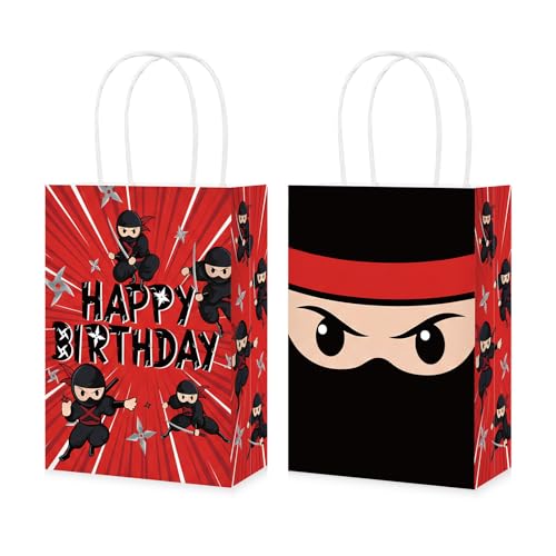 Sac en papier Ninja Greencian bicolore rouge noir taille M résistant