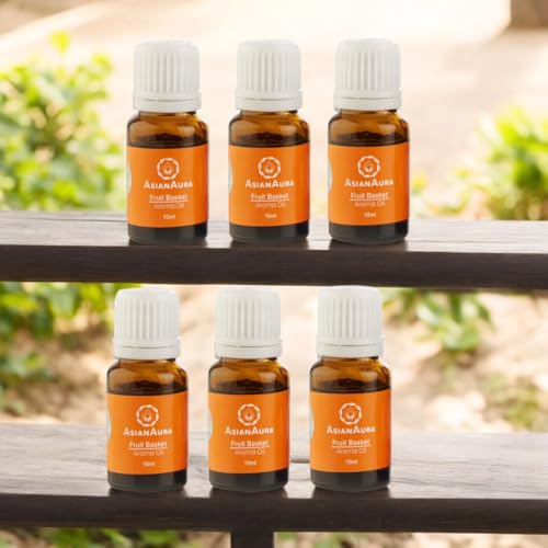 Image of ASIAN AURA Ceramic Aroma Diffuser Oil Set (10ml Each) Pack of 6| Home Fragrance & Aromatherapy | Meditation /Yoga (60 Ml, Fruit Basket)