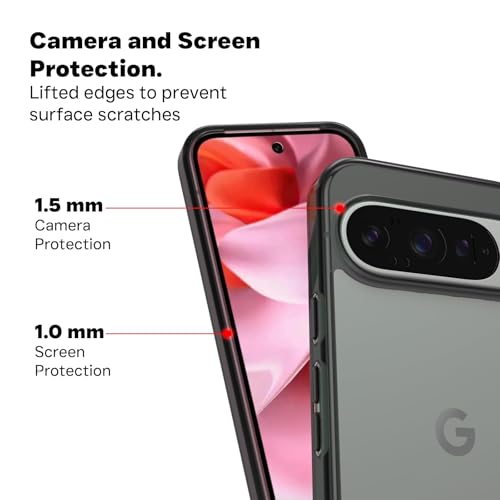 Image of RIGGEAR Shockproof Clear Hybrid Armor Back Cover Case Compatible with Google Pixel 9 / Pixel 9 Pro (Transparent PC + Clear Black TPU Bumper)