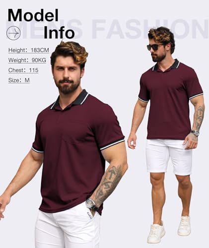 ZITY 3 Pack Men Polo Shirts Short Sleeve with Pocket Sport Wicking Shirts for Men Casual Athletic Collared T-Shirts2