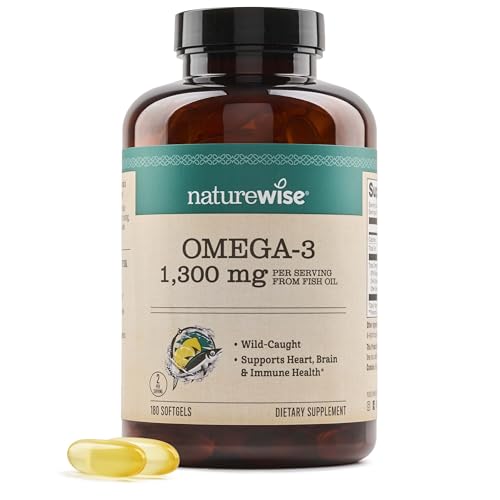 NatureWise Ultra Omega 3 Fish Oil 2200 mg 1300 mg Omega-3 - Triglyceride Form - Lemon Flavor - Wild-Caught Fish Oil + EPA & DHA - Burpless Non-GMO - 180 Softgels[3-Month Supply]