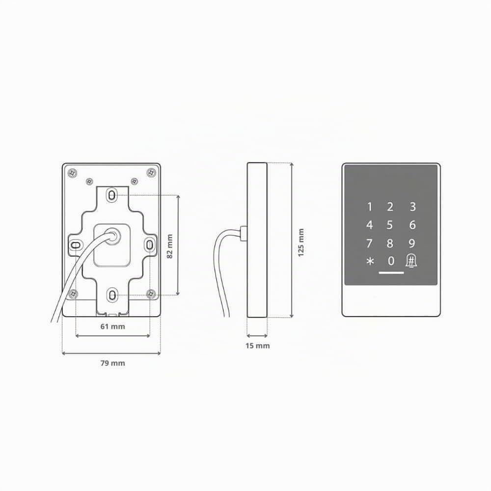 Clavier de contrôle d'accès tactile connecté locky-7c avec boitier métal à code, badge et bluetooth