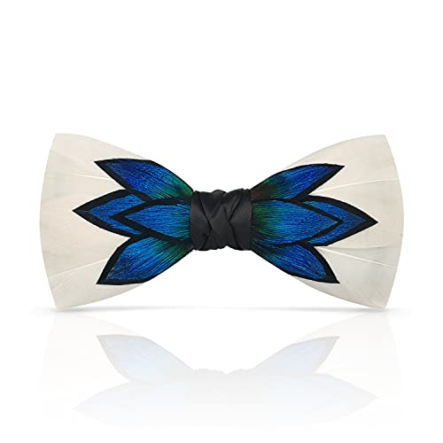 Image of Feather Bow Ties for Men Original Luxury Elegant Wedding Bow Tie Pre-Tied Handmade Mens Bowties for Tuxedo