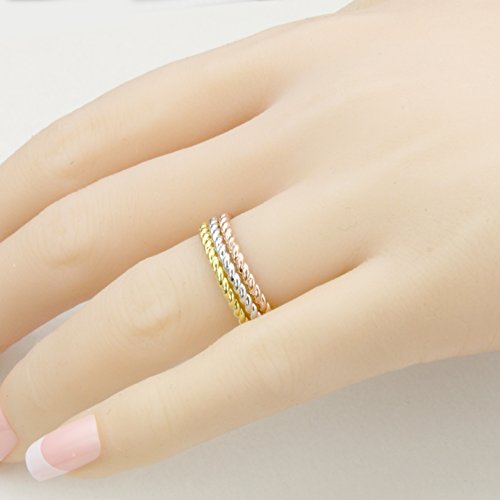 10K White/Yellow/Rose Gold 2MM Eternity Rope Wedding Band Ring4