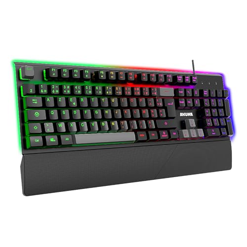 AKUMA Shonen K02 Clavier Gamer AZERTY Français 105 Touches Filaire USB, Rétro-Éclairage LED RGB - PROGRAMMABLE-Repose Poignet MAGNETIQUE 26 Touches Anti-ghosting - Clavier Gaming pour PC/PS4/PS5