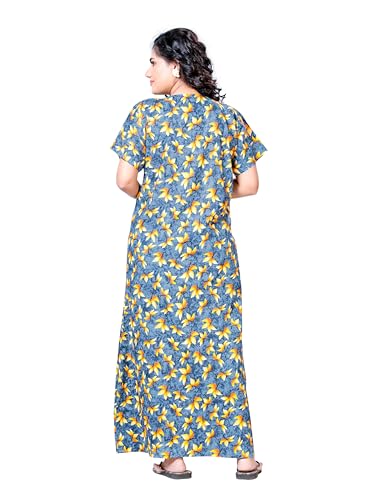 Image of Keyocean Women's Cotton Printed Nighty Night Gown Maxi Free Size (Pack of 2) Grey & White