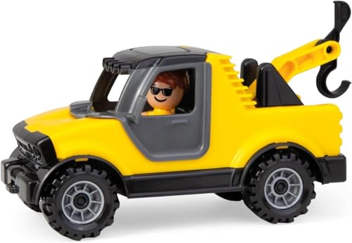 Lena Truckies Abschleppwagen 20 cm Spielzeugauto mit Stahlachsen Abschlepphaken & Spielfigur Robustes Fahrzeug für drinnen & draußen Ab 2 Jahren TÜV Zertifiziert Made in Europe