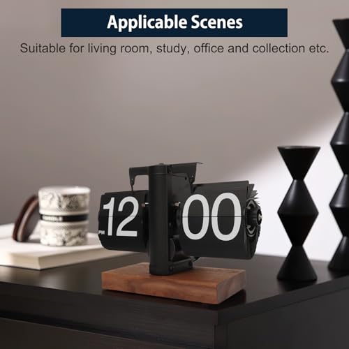 Image of Polyvinyl Chloride (PVC) Flip Desk Clock - Retro Digital Flip Table Clock - Mid Century Modern Decor Auto Battery Powered Gear Operated for Room, Home, Office (A Style), 25 cm