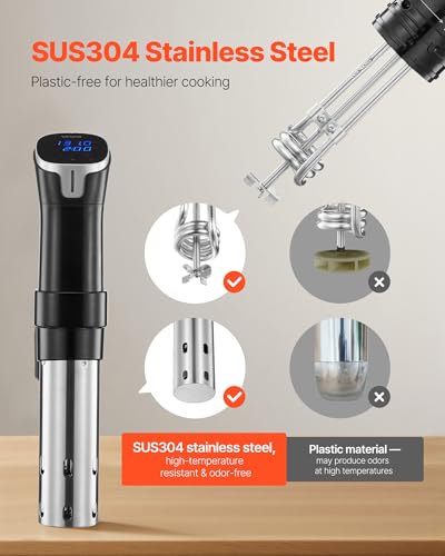Image of VEVOR Sous Vide Precision Cooker, 1100W Sous-Vide Cooking Machine, WIFI Immersion Circulator with LED Digital Display, Fast-Heating, Accurate Temperature & Timer Control, SUS304 Stainless Steel