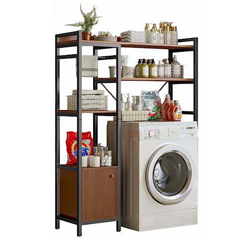 MAGIC SELECT Estantería Superior para Lavadora,Estante Organizador de Baño Ahorra Espacio,Mueble de Almacenamiento para Cuarto de Baño, Estante con 3 Baldas,1Cajón y 1Barra Toallero.MaderaE1 y Acero.