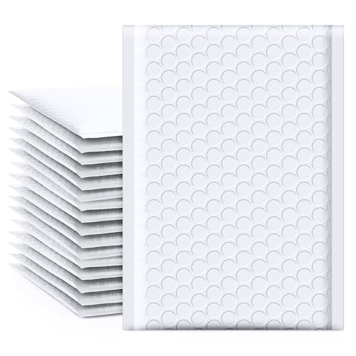 Fuxury Bubble Mailers 4x8 Inch 50Pcs White Padded Envelopes, Self-Seal Adhesive Waterproof Shipping Bags Small Bubble Mailers for Business Mailing Packages Jewelry Makeup Supplies#000…