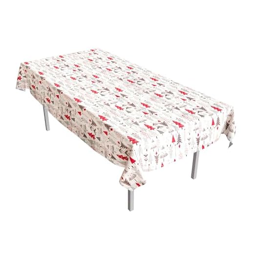 ICE TOYS Tovaglia Antimacchia con Motivo Abete sfondo bianco 230x140cm rettangolare (Natale 2, 230 x 140)