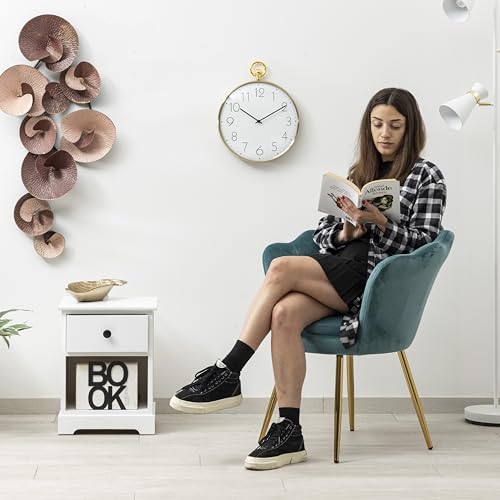 Baroni Home Gepolsterter Sessel mit Muschel-Rückenlehne aus Tiffany-Samt mit goldfarbigen Beinen, Sessel für Wohn- und Schlafzimmer, 69x71x84 cm – Bild 3