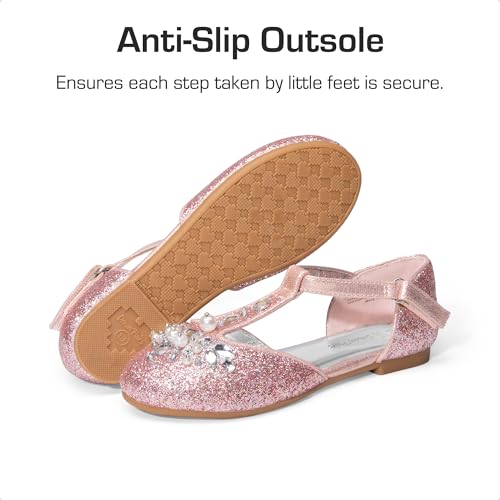 Dream Pairs Girls Mary Jane Dress Shoes Pearl T-Strap Party Flower Wedding Princess Flats For Toddler Little Big Kid,Size 13 Little Kid,Pink,Sdfl2426K thumb #4