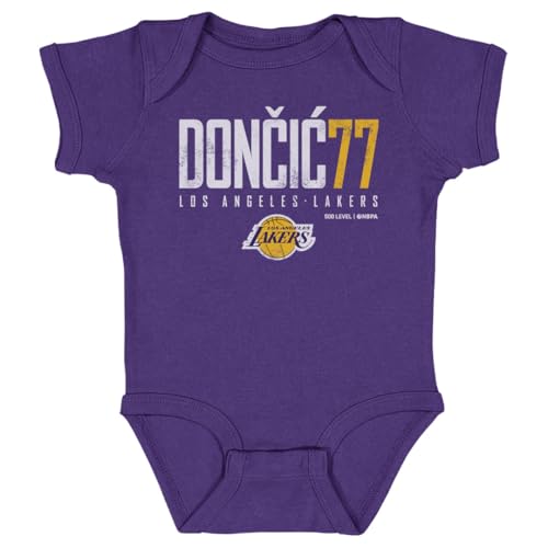 500 LEVEL Luka Doncic Los Angeles Lakers One-Piece Infant Bodysuit - Luka Doncic Los Angeles Lakers Elite WHT (Purple, 24M)