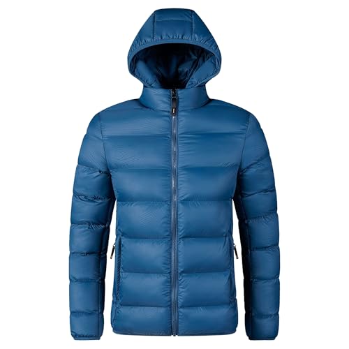 Doudoune pour homme bleu 3XL avec fermeture éclair intégrale et capuche