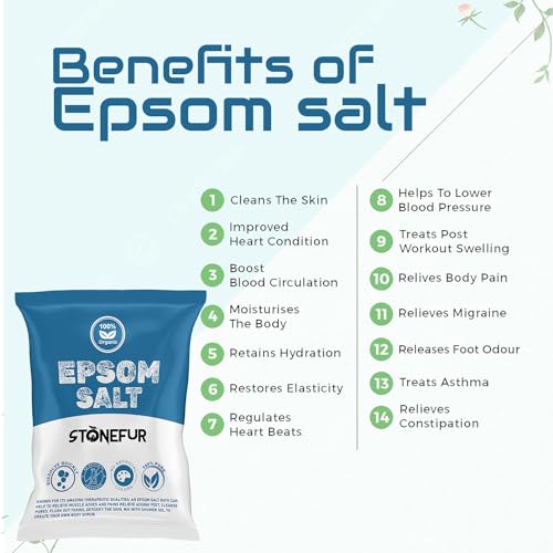 STONEFUR Epsom Salt For Pain Relief Epsom Salt For Foot Epsom Salt For Bath Epsom Salts For Feet Pain For Muscle Relief, Relieves Aches & Pain Epsom Bath Salt Crystal and Bath... - Image 4