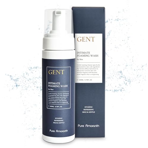 Amaranth GENT Foaming Intimate Wash for Men, Mens Genital Wash for Sensitive Skin, Moisturizing for Daily Use, Hygiene Product Helps Prevent Dryness, Odor, Itching (200ml / 6.8 fl oz)