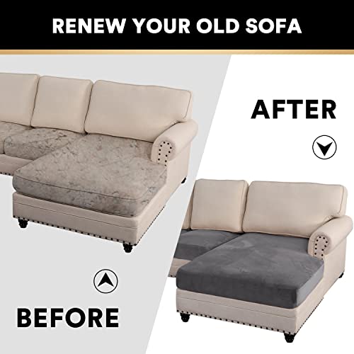 Sectional Sofa Cover L Shape 3 Pieces Sectional Couch Covers Velvet Couch Covers Sectional Separate Cushion Couch Chaise Cover Furniture Protector For Pets Dogs(Large Sofa 2 Seater + 1 Chaise, Grey) #TOP6