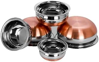 KC Stainless Steel Copper Bottom Kitchen Serving, Cooking Bowl | Biryani Handi | Handi Set 5-Pieces with Cover