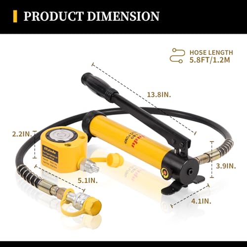 Image of 20T Porta Power Kit Low Profile Hydraulic Ram Cylinder Jack FPY-20 0.51 inch Stroke Single-Acting + 400cc Hydraulic Hand Pump CP-180 for Machinery and Industry