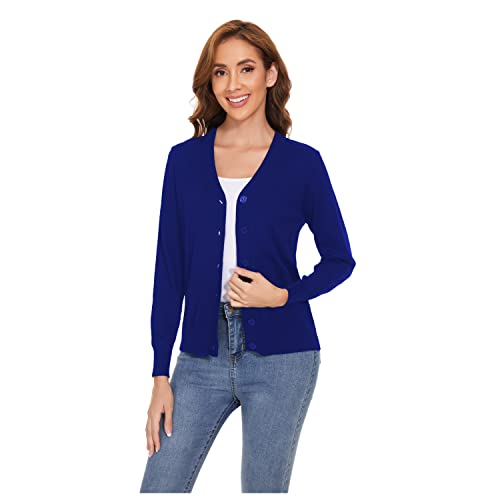 Women's Crew Neck Button Down Long Sleeve Cardigan Sweater #TOP1