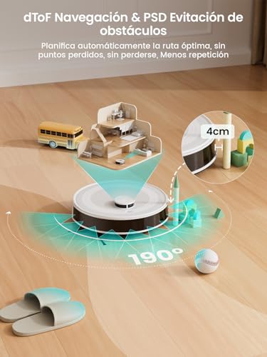 Miniatura 3 de Lefant M2 Robot Aspirador Y Fregasuelos Con Mapeo, 6000pa Succión, Navegación Láser, Tecnología Psd Para Evitar Obstáculos, Robot Limpieza Personalizada, 160min Autonomía, Control App Alexa Wifi