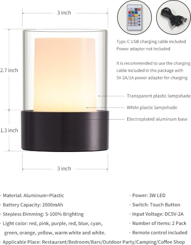 Image of 4 inch RGB Black Cordless Table Lamp 2, Small Outdoor Rechargeable Lamp