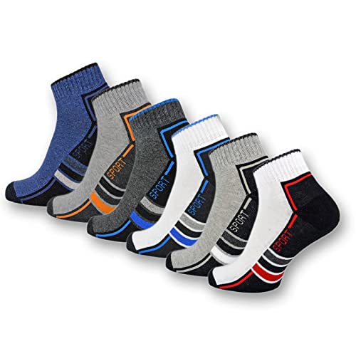 Sneaker Socken Herren Quarter Sportsocken Gepolstert Frotteesohle Atmungsaktiv Baumwolle 16215/20 (47-50 6 Paar)