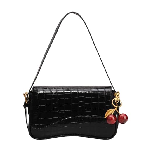 Image of Shoulder Bags for Women Y2K Purse Trendy Cherry Hobo Handbags Vegan Leather Clutch Saddle Bag with 2 Removable Strap