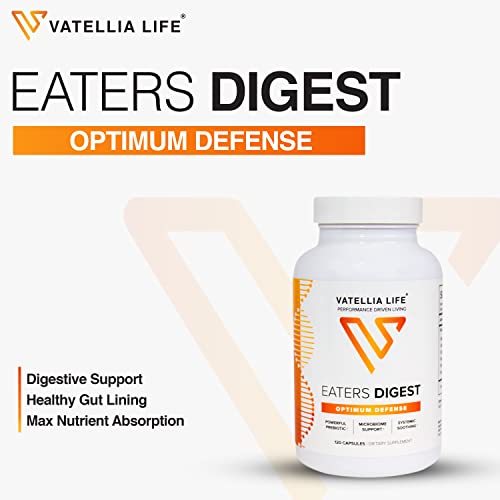 Image of Vatellia Life New from Eaters Digest | Prebiotic | Probiotic | Digestive Support | Gut Soothing | Healthy Gut Lining | Max Nutrient Absorption | 120 Capsules (60-Day Supply)