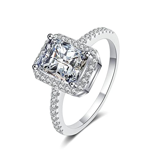 Bague moissanite de prestige en argent sterling 925 avec pierre de mariage