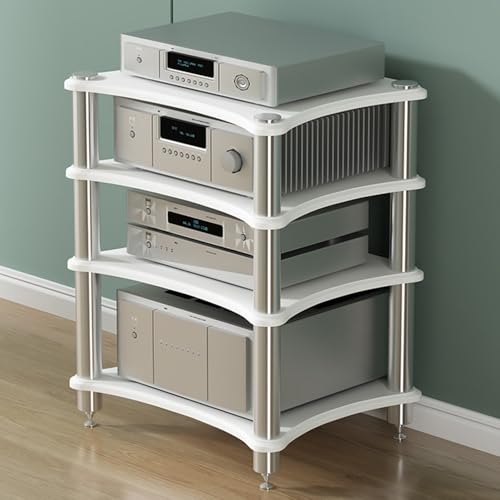 AV Media Stand Component Cabinet Corner Shelf Wooden Stereo Cabinet Audio Rack Tower CD Player Stand for Home/Office/Audio Video/DJ/Theater