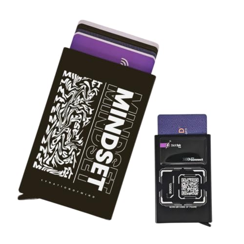 Image of Zip-Tap NFC Digital Contact Sharing Wallet Black Metal Laser Engraved Cyberpunk Design with Software RFID Blocking Mindset Aluminum Slim Front Pocket