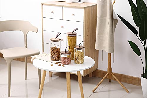 Emica Home Borosilicate Glass Kitchen Container/Canisters With Acacia Wood Air-Tight Lid And Pu Handle Set-4 Pack, Glass Food Storage Jars For Kitchen, Pantry Organization, Ideal For Coffee, Nuts #TOP6