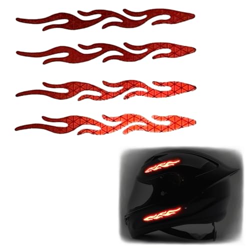 Image of customTAYLOR33 High-Intensity Grade Premium Reflective Tribal Flame Helmet Decals, Motorcycle Safety Sticker Decals (Red)