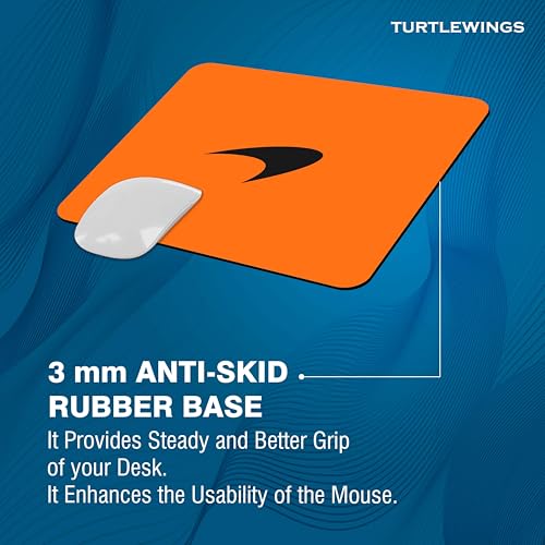 Image of TURTLEWINGS | Mousepad | Papaya Orange Speed Tribute Mousepad - 22x18 cm, 3mm Thick | Sporty Design Non-Slip Rubber Base | Office, Study & Gaming Use | Premium Smooth Surface