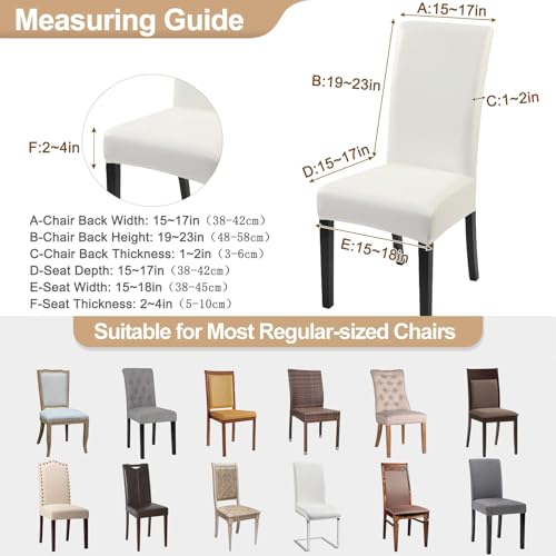 Image of SearchI Waterproof PU Leather Dining Chair Covers Stretch, Set of 6, Cream