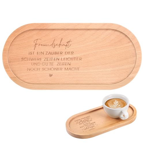 TranRantic Geschnitztes Holz Tablett mit Gravur Freundschaft Beste Freundin Geschenke Persönliches Freundschaft Geschenk Kleines Tablett für Deko Weihnachten Geburtstage Jubiläen Restaurant
