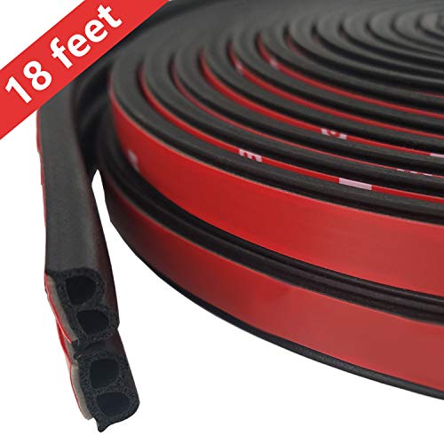 Weather Stripping Door/Window Seal Strip 18 Feet, Self-Adhesive Backing Seals Medium Gap