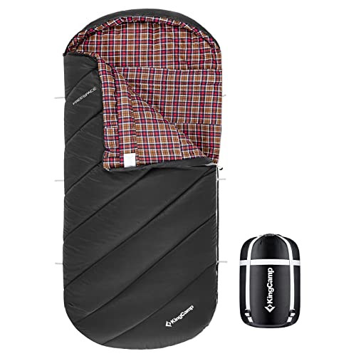 KingCamp Extra Wide Sleeping Bags - Bolsa de Dormir para Adultos XL, Algodón Franela, para Camping 3 Estaciones, Impermeable, Compacta y Ligera miniatura 1