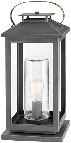 Hinkley Atwater Large Pier Mount Outdoor Lantern, Composite, Anti-Fade, Clear Seedy Glass, Ash Bronze Finish
