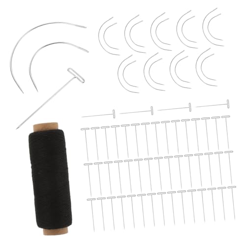 Operitacx Pins Kit 71pcs Wig Needles Set T-pins Curved Needles Stainless Steel Includes Thread