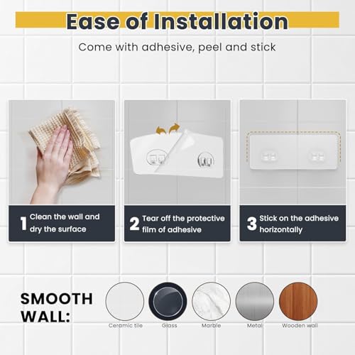 OMAIRA 3-Pack Shower Caddy with Soap Holder, Adhesive Rustproof No-drill Strudy Loading Inside Shower Organizer Shelves Rack Storage Bathroom Organization for Smooth Wall Glass Tile, Grey (Large) — view 5